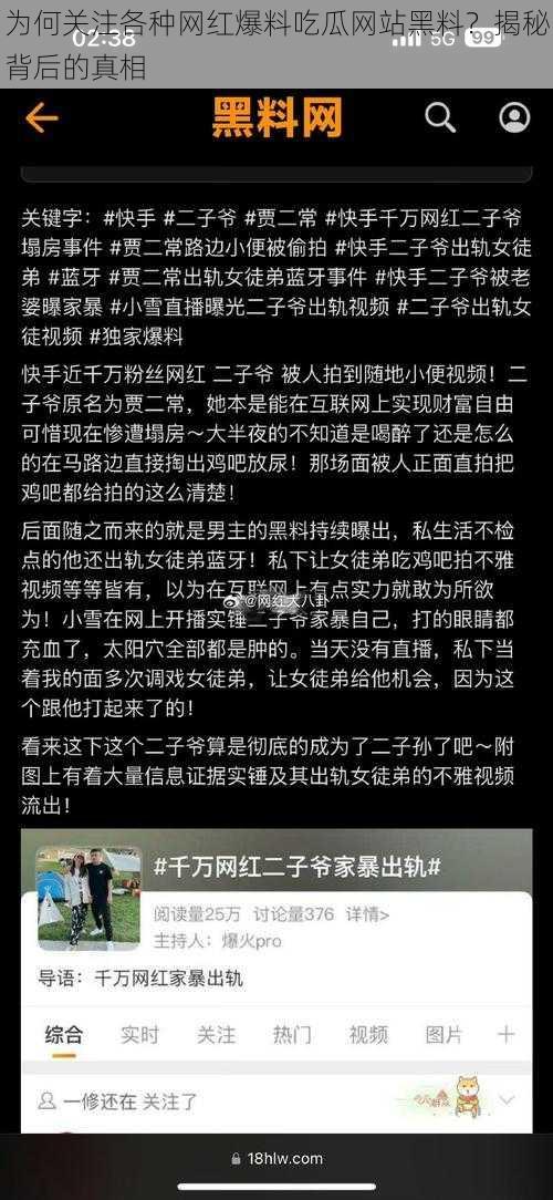 为何关注各种网红爆料吃瓜网站黑料?揭秘背后的真相